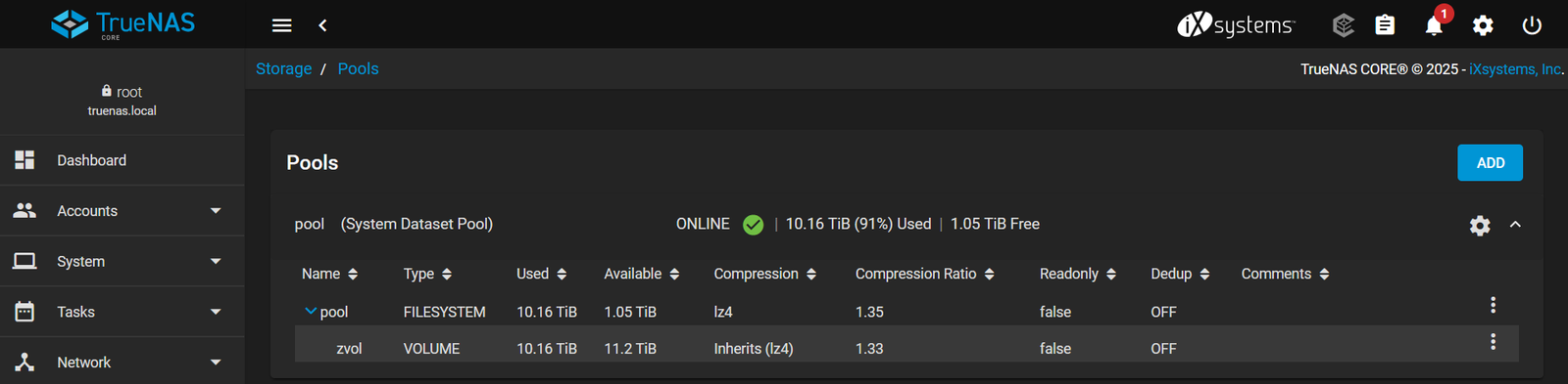 Pools de stockage ZFS